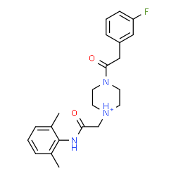 ChemSpider 2D Image | 1-{2-[(2,6-Dimethylphenyl)amino]-2-oxoethyl}-4-[(3-fluorophenyl)acetyl]piperazin-1-ium | C22H27FN3O2