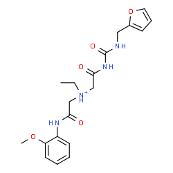 ChemSpider 2D Image | N-Ethyl-2-{[(2-furylmethyl)carbamoyl]amino}-N-{2-[(2-methoxyphenyl)amino]-2-oxoethyl}-2-oxoethanaminium | C19H25N4O5