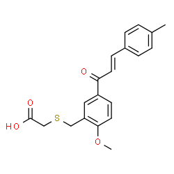 ChemSpider 2D Image | ({2-Methoxy-5-[(2E)-3-(4-methylphenyl)-2-propenoyl]benzyl}sulfanyl)acetic acid | C20H20O4S