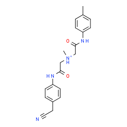 ChemSpider 2D Image | 2-{[4-(Cyanomethyl)phenyl]amino}-N-methyl-N-{2-[(4-methylphenyl)amino]-2-oxoethyl}-2-oxoethanaminium | C20H23N4O2