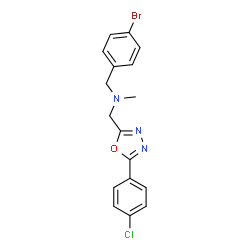 ChemSpider 2D Image | 1-(4-Bromophenyl)-N-{[5-(4-chlorophenyl)-1,3,4-oxadiazol-2-yl]methyl}-N-methylmethanamine | C17H15BrClN3O