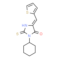 ChemSpider 2D Image | (5Z)-3-Cyclohexyl-5-(2-thienylmethylene)-2-thioxo-4-imidazolidinone | C14H16N2OS2