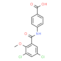 ChemSpider 2D Image | 4-[(3,5-Dichloro-2-methoxybenzoyl)amino]benzoic acid | C15H11Cl2NO4