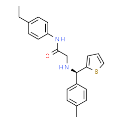 ChemSpider 2D Image | N-(4-Ethylphenyl)-N~2~-[(R)-(4-methylphenyl)(2-thienyl)methyl]glycinamide | C22H24N2OS