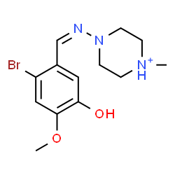 ChemSpider 2D Image | 4-[(Z)-(2-Bromo-5-hydroxy-4-methoxybenzylidene)amino]-1-methylpiperazin-1-ium | C13H19BrN3O2