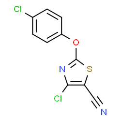 ChemSpider 2D Image | 4-Chloro-2-(4-chlorophenoxy)-1,3-thiazole-5-carbonitrile | C10H4Cl2N2OS