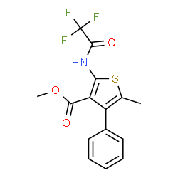 ChemSpider 2D Image | Methyl 5-methyl-4-phenyl-2-[(trifluoroacetyl)amino]-3-thiophenecarboxylate | C15H12F3NO3S