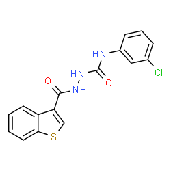 ChemSpider 2D Image | 2-(1-Benzothiophen-3-ylcarbonyl)-N-(3-chlorophenyl)hydrazinecarboxamide | C16H12ClN3O2S