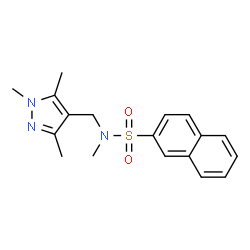 ChemSpider 2D Image | N-Methyl-N-[(1,3,5-trimethyl-1H-pyrazol-4-yl)methyl]-2-naphthalenesulfonamide | C18H21N3O2S