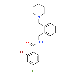 ChemSpider 2D Image | 2-Bromo-4-fluoro-N-[2-(1-piperidinylmethyl)benzyl]benzamide | C20H22BrFN2O