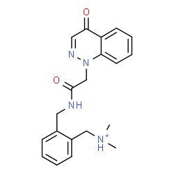 ChemSpider 2D Image | N,N-Dimethyl[2-({[(4-oxo-1(4H)-cinnolinyl)acetyl]amino}methyl)phenyl]methanaminium | C20H23N4O2