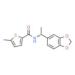 ChemSpider 2D Image | N-[(1R)-1-(1,3-Benzodioxol-5-yl)ethyl]-5-methyl-2-thiophenecarboxamide | C15H15NO3S