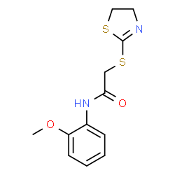 ChemSpider 2D Image | 2-(4,5-Dihydro-1,3-thiazol-2-ylsulfanyl)-N-(2-methoxyphenyl)acetamide | C12H14N2O2S2