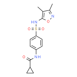 ChemSpider 2D Image | N-{4-[(3,4-Dimethyl-1,2-oxazol-5-yl)sulfamoyl]phenyl}cyclopropanecarboxamide | C15H17N3O4S