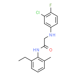 ChemSpider 2D Image | N~2~-(3-Chloro-4-fluorophenyl)-N-(2-ethyl-6-methylphenyl)glycinamide | C17H18ClFN2O