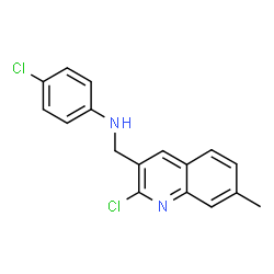 ChemSpider 2D Image | 4-Chloro-N-[(2-chloro-7-methyl-3-quinolinyl)methyl]aniline | C17H14Cl2N2