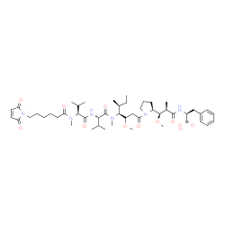 ChemSpider 2D Image | N-[6-(2,5-Dioxo-2,5-dihydro-1H-pyrrol-1-yl)hexanoyl]-N-methyl-L-valyl-N-[(3S,4S,5S)-1-{(2S)-2-[(1R,2R)-3-{[(1S)-1-carboxy-2-phenylethyl]amino}-1-methoxy-2-methyl-3-oxopropyl]-1-pyrrolidinyl}-3-methoxy
-5-methyl-1-oxo-4-heptanyl]-N-methyl-L-valinamide | C49H76N6O11