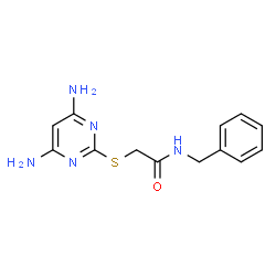 ChemSpider 2D Image | N-Benzyl-2-[(4,6-diamino-2-pyrimidinyl)sulfanyl]acetamide | C13H15N5OS
