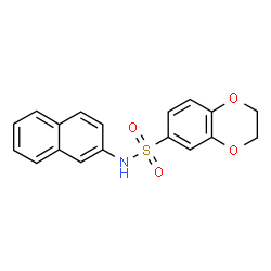 ChemSpider 2D Image | N-(2-Naphthyl)-2,3-dihydro-1,4-benzodioxine-6-sulfonamide | C18H15NO4S