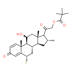 ChemSpider 2D Image | (6alpha,11beta,16alpha,17xi)-6-Fluoro-11-hydroxy-16-methyl-3,20-dioxopregna-1,4-dien-21-yl pivalate | C27H37FO5