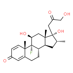 ChemSpider 2D Image | (8S,9R,10S,11S,13S,14S,16R,17R)-9-Fluoro-11,17-dihydroxy-17-(3-hydroxy-2-oxopropyl)-10,13,16-trimethyl-6,7,8,9,10,11,12,13,14,15,16,17-dodecahydro-3H-cyclopenta[a]phenanthren-3-one (non-preferred name
) | C23H31FO5
