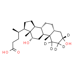 ChemSpider 2D Image | (3alpha,5beta,12alpha)-3,12-Dihydroxy(1,1,2,2,3-~2~H_5_)cholan-24-oic acid | C24H35D5O4