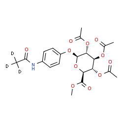 ChemSpider 2D Image | 4-[(~2~H_3_)Ethanoylamino]phenyl methyl 2,3,4-tri-O-acetyl-beta-D-glucopyranosiduronate | C21H22D3NO11