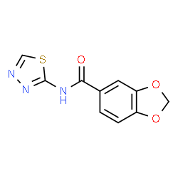 ChemSpider 2D Image | N-(1,3,4-Thiadiazol-2-yl)-1,3-benzodioxole-5-carboxamide | C10H7N3O3S