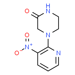 ChemSpider 2D Image | 4-(3-Nitro-2-pyridinyl)-2-piperazinone | C9H10N4O3