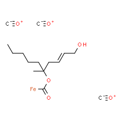ChemSpider 2D Image | Carbon monooxide - {[(1-hydroxy-5-methyl-2-decen-5-yl)oxy]carbonyl}iron (3:1) | C15H21FeO6