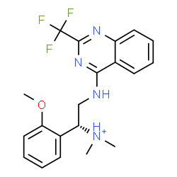 ChemSpider 2D Image | (1R)-1-(2-Methoxyphenyl)-N,N-dimethyl-2-{[2-(trifluoromethyl)-4-quinazolinyl]amino}ethanaminium | C20H22F3N4O