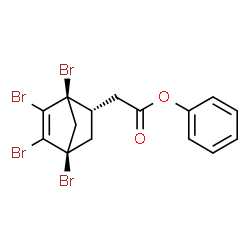 ChemSpider 2D Image | Phenyl [(1R,2R,4R)-1,4,5,6-tetrabromobicyclo[2.2.1]hept-5-en-2-yl]acetate | C15H12Br4O2