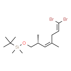 ChemSpider 2D Image | {[(2R,3Z)-7,7-Dibromo-2,4-dimethyl-3,6-heptadien-1-yl]oxy}(dimethyl)(2-methyl-2-propanyl)silane | C15H28Br2OSi