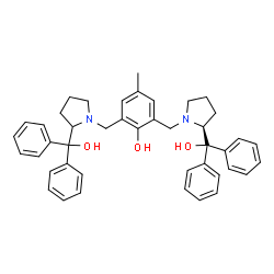 ChemSpider 2D Image | 2-({(2S)-2-[Hydroxy(diphenyl)methyl]-1-pyrrolidinyl}methyl)-6-({2-[hydroxy(diphenyl)methyl]-1-pyrrolidinyl}methyl)-4-methylphenol | C43H46N2O3