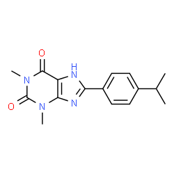 ChemSpider 2D Image | 8-(4-Isopropylphenyl)-1,3-dimethyl-3,7-dihydro-1H-purine-2,6-dione | C16H18N4O2