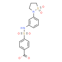ChemSpider 2D Image | 4-{[3-(1,1-Dioxido-1,2-thiazolidin-2-yl)phenyl]sulfamoyl}benzoate | C16H15N2O6S2