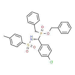 ChemSpider 2D Image | Benzyl (S)-benzyl[(R)-(4-chlorophenyl){[(4-methylphenyl)sulfonyl]amino}methyl]phosphinate | C28H27ClNO4PS