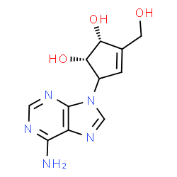 ChemSpider 2D Image | (1S,2R)-5-(6-Amino-9H-purin-9-yl)-3-(hydroxymethyl)-3-cyclopentene-1,2-diol | C11H13N5O3