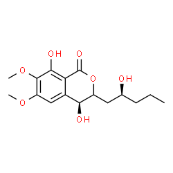 ChemSpider 2D Image | (4S)-4,8-Dihydroxy-3-[(2S)-2-hydroxypentyl]-6,7-dimethoxy-3,4-dihydro-1H-isochromen-1-one | C16H22O7