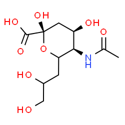 ChemSpider 2D Image | 5-Acetamido-3,5-dideoxy-6-(2,3-dihydroxypropyl)-alpha-L-erythro-hex-2-ulopyranosonic acid | C11H19NO8