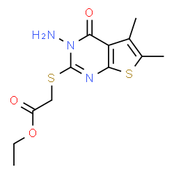 ChemSpider 2D Image | Ethyl [(3-amino-5,6-dimethyl-4-oxo-3,4-dihydrothieno[2,3-d]pyrimidin-2-yl)sulfanyl]acetate | C12H15N3O3S2