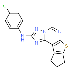 ChemSpider 2D Image | N-(4-Chlorophenyl)-9,10-dihydro-8H-cyclopenta[4,5]thieno[3,2-e][1,2,4]triazolo[1,5-c]pyrimidin-2-amine | C16H12ClN5S