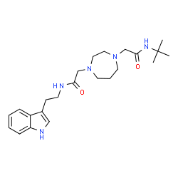 ChemSpider 2D Image | 2-[4-(2-{[2-(1H-Indol-3-yl)ethyl]amino}-2-oxoethyl)-1,4-diazepan-1-yl]-N-(2-methyl-2-propanyl)acetamide | C23H35N5O2