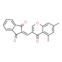ChemSpider 2D Image | 2-[(5,7-Dimethyl-4-oxo-4H-chromen-3-yl)methylene]-1H-indene-1,3(2H)-dione | C21H14O4