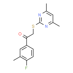 ChemSpider 2D Image | 2-[(4,6-Dimethyl-2-pyrimidinyl)sulfanyl]-1-(4-fluoro-3-methylphenyl)ethanone | C15H15FN2OS