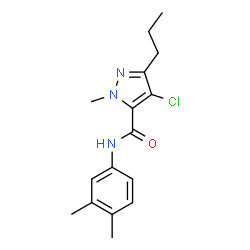 ChemSpider 2D Image | 4-Chloro-N-(3,4-dimethylphenyl)-1-methyl-3-propyl-1H-pyrazole-5-carboxamide | C16H20ClN3O