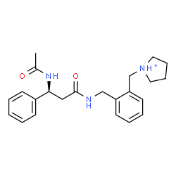 ChemSpider 2D Image | 1-[2-({[(3S)-3-Acetamido-3-phenylpropanoyl]amino}methyl)benzyl]pyrrolidinium | C23H30N3O2