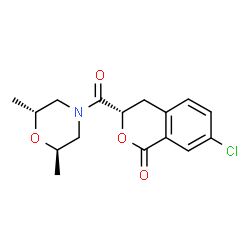 ChemSpider 2D Image | (3S)-7-Chloro-3-{[(2R,6R)-2,6-dimethyl-4-morpholinyl]carbonyl}-3,4-dihydro-1H-isochromen-1-one | C16H18ClNO4