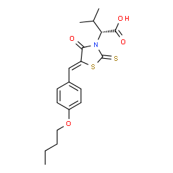ChemSpider 2D Image | (2R)-2-[(5Z)-5-(4-Butoxybenzylidene)-4-oxo-2-thioxo-1,3-thiazolidin-3-yl]-3-methylbutanoic acid | C19H23NO4S2