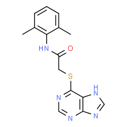 ChemSpider 2D Image | acetamide, N-(2,6-dimethylphenyl)-2-(9H-purin-6-ylthio)- | C15H15N5OS
